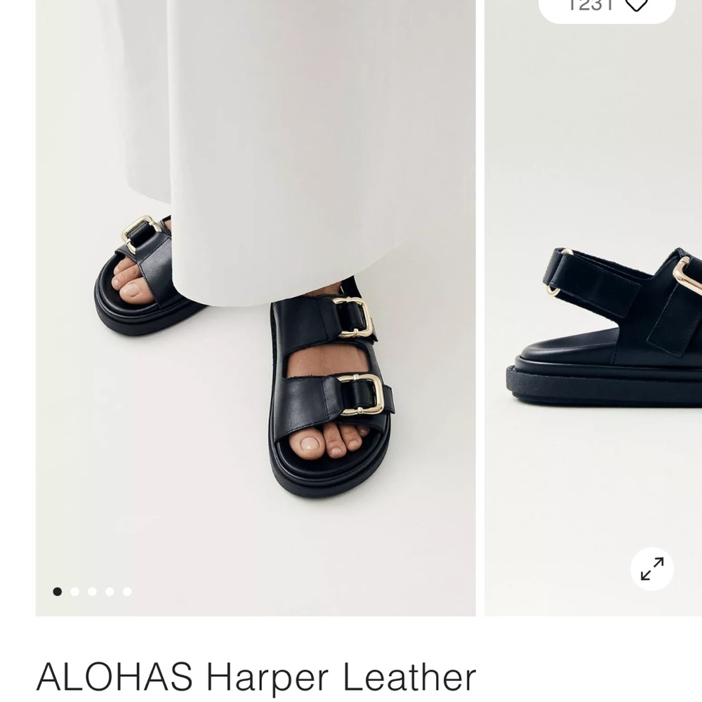 ALOHAS Harper Black Leather Sandals (size 38 which in their website says 7-7.5)